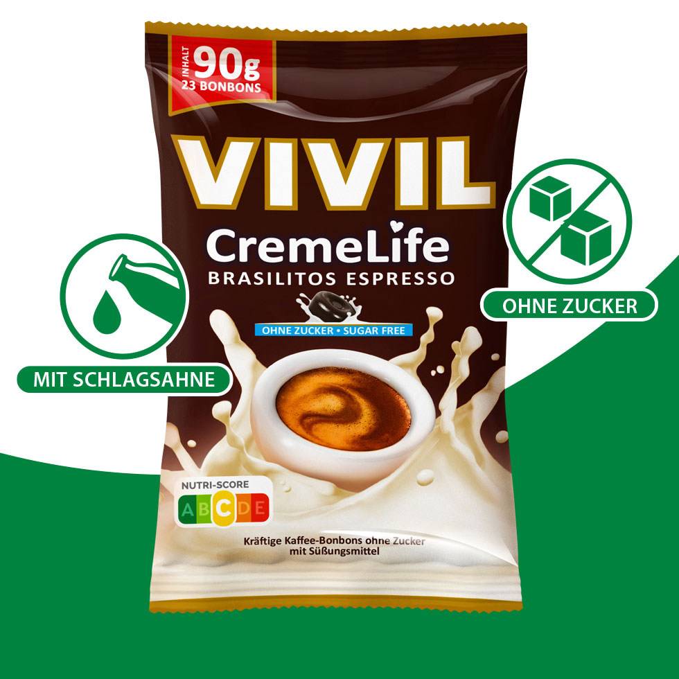 VIVIL Creme Life Brasilitos Bonbonverpackung mit Benefiticons VIVIL Creme Life Brasilitos Bonbonverpackung mit Benefiticons