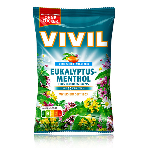 VIVIL Eukalyptus-Menthol Hustenbonbons ohne Zucker | 120g VIVIL Eukalyptus-Menthol Hustenbonbons ohne Zucker | 120g