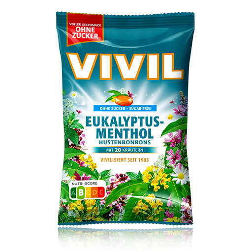 VIVIL Eukalyptus-Menthol Hustenbonbons ohne Zucker | 120g