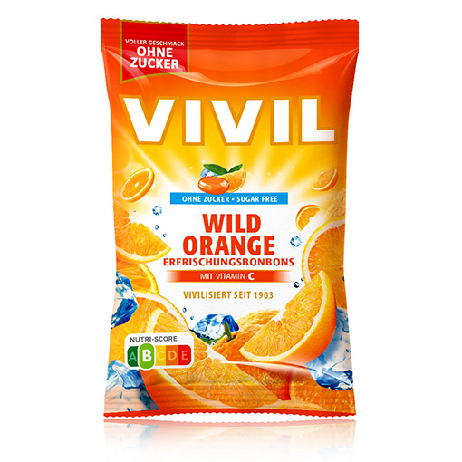VIVIL Wild Orange Erfrischungsbonbons ohne Zucker | 120g