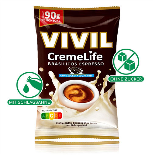 VIVIL Creme Life Brasilitos Espresso Sahnebonbons ohne Zucker | 90g