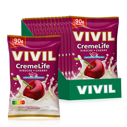 VIVIL Creme Life Kirsche Bonbonverpackung VIVIL Creme Life Kirsche Bonbonverpackung