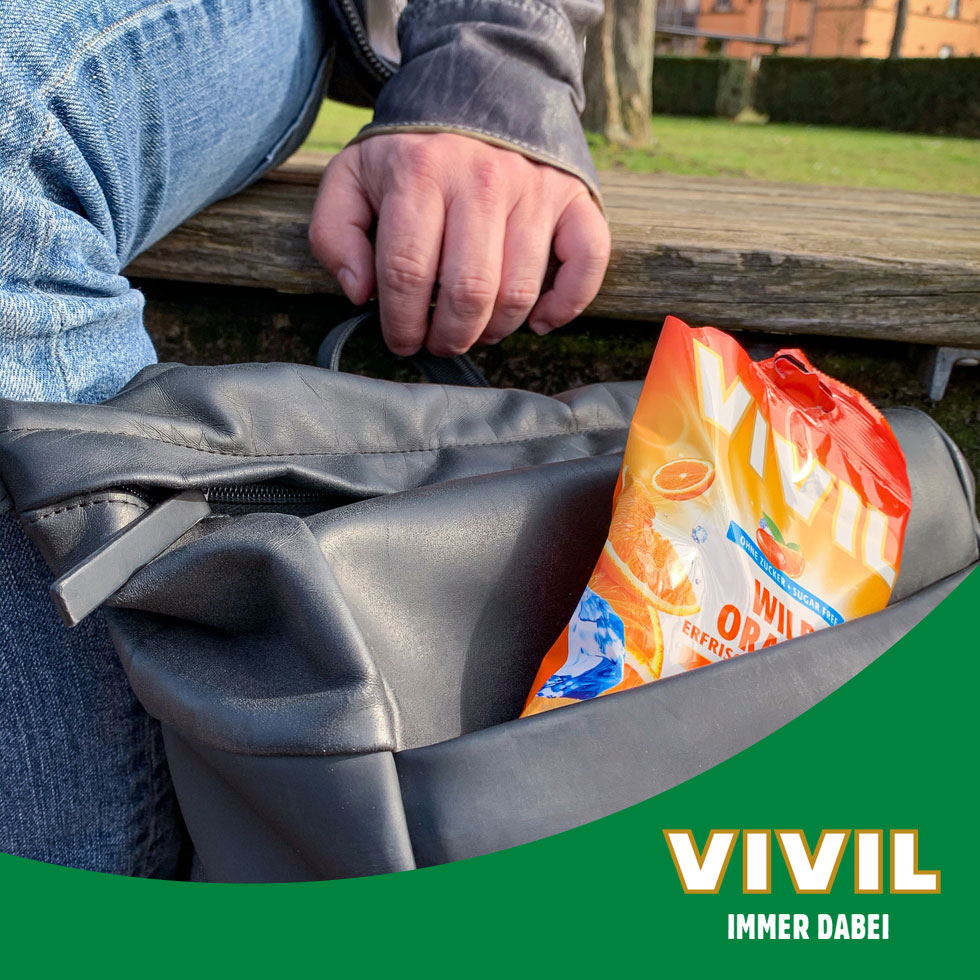 VIVIL Wild Orange Erfrischungsbonbons ohne Zucker | 15 Beutel