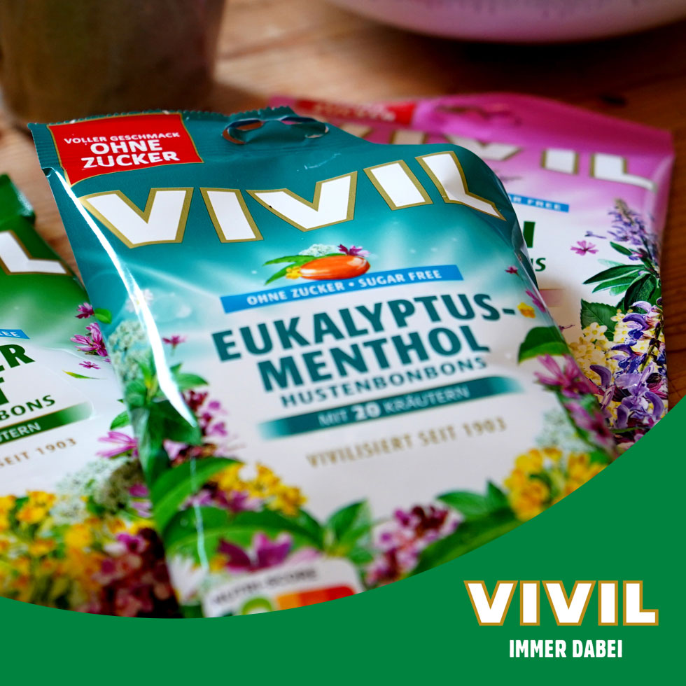 VIVIL Eukalyptus-Menthol Hustenbonbons ohne Zucker | 15 Beutel VIVIL Eukalyptus-Menthol Hustenbonbons ohne Zucker | 15 Beutel