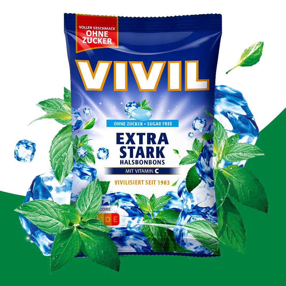 VIVIL Extra Stark Halsbonbons ohne Zucker | 15 Beutel